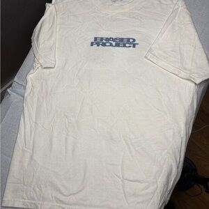 Men's Cream Erased project Graphic T-Shirt - Blue Logo